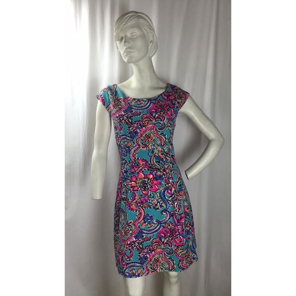 Lilly Pulitzer Multi Color Cap Sleeve Dress Sz. L - Picture 1 of 5